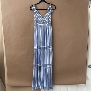 Chic Striped Blue and White Maxi Dress